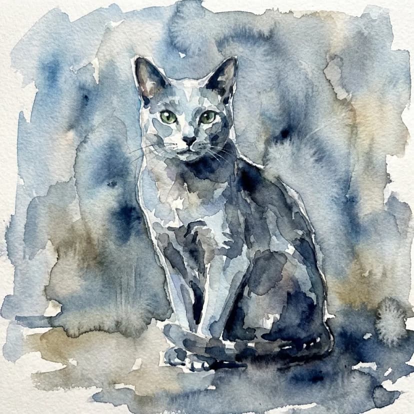 russian-blue Watercolor Result
