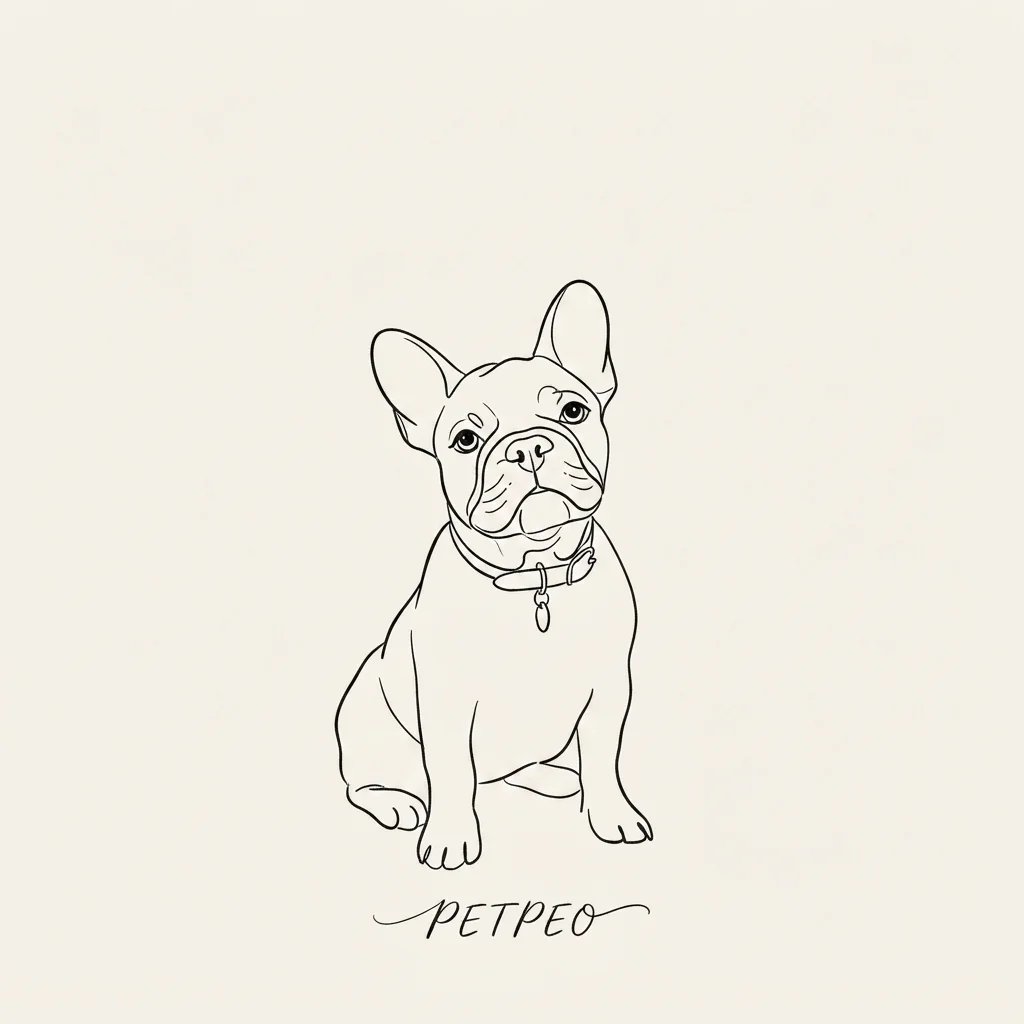 French Bulldog line art drawing