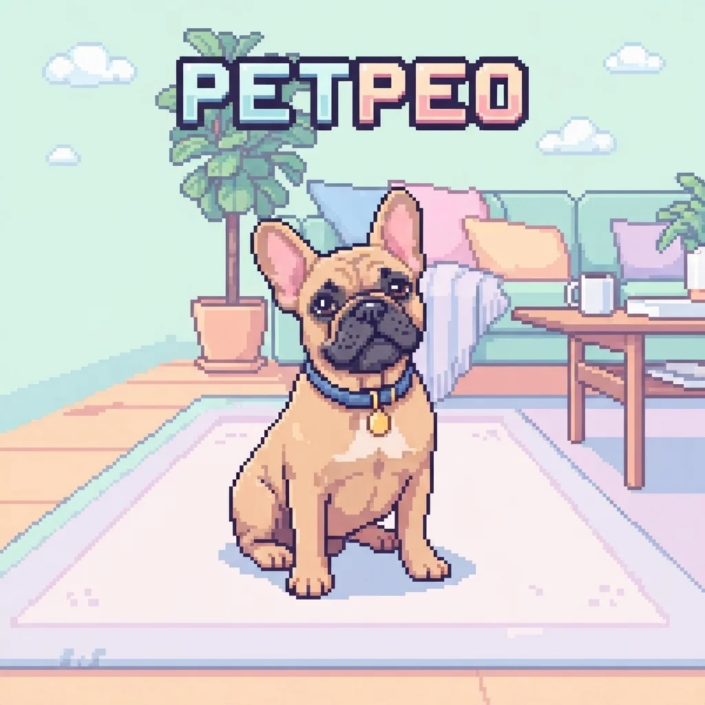 French Bulldog pixel art retro game style