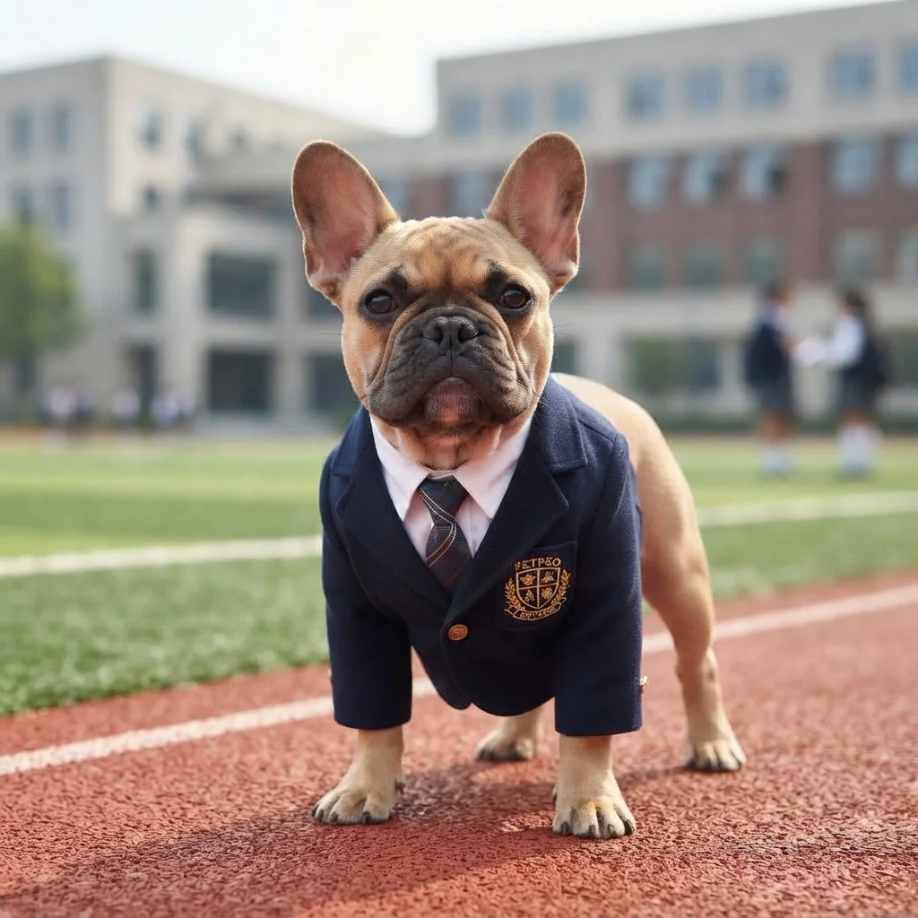 French Bulldog school uniform costume