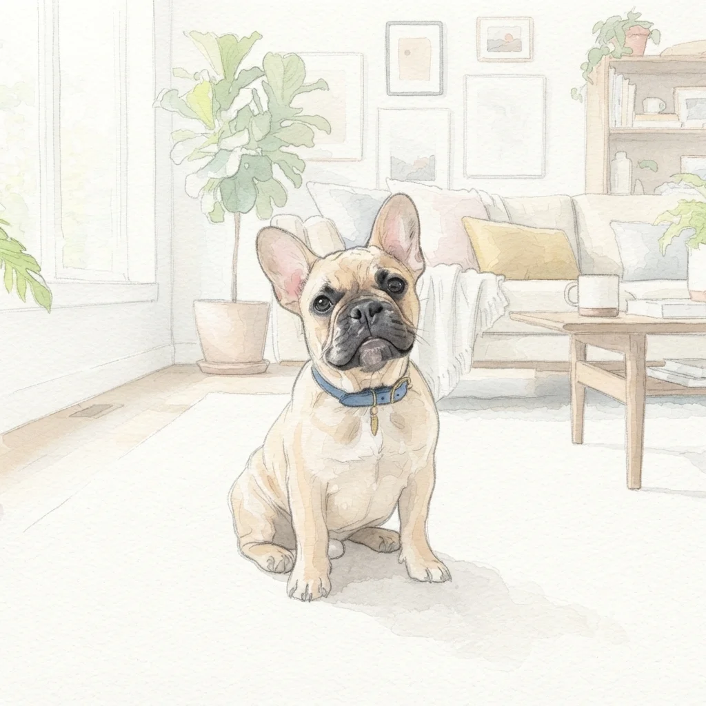French Bulldog watercolor art painting