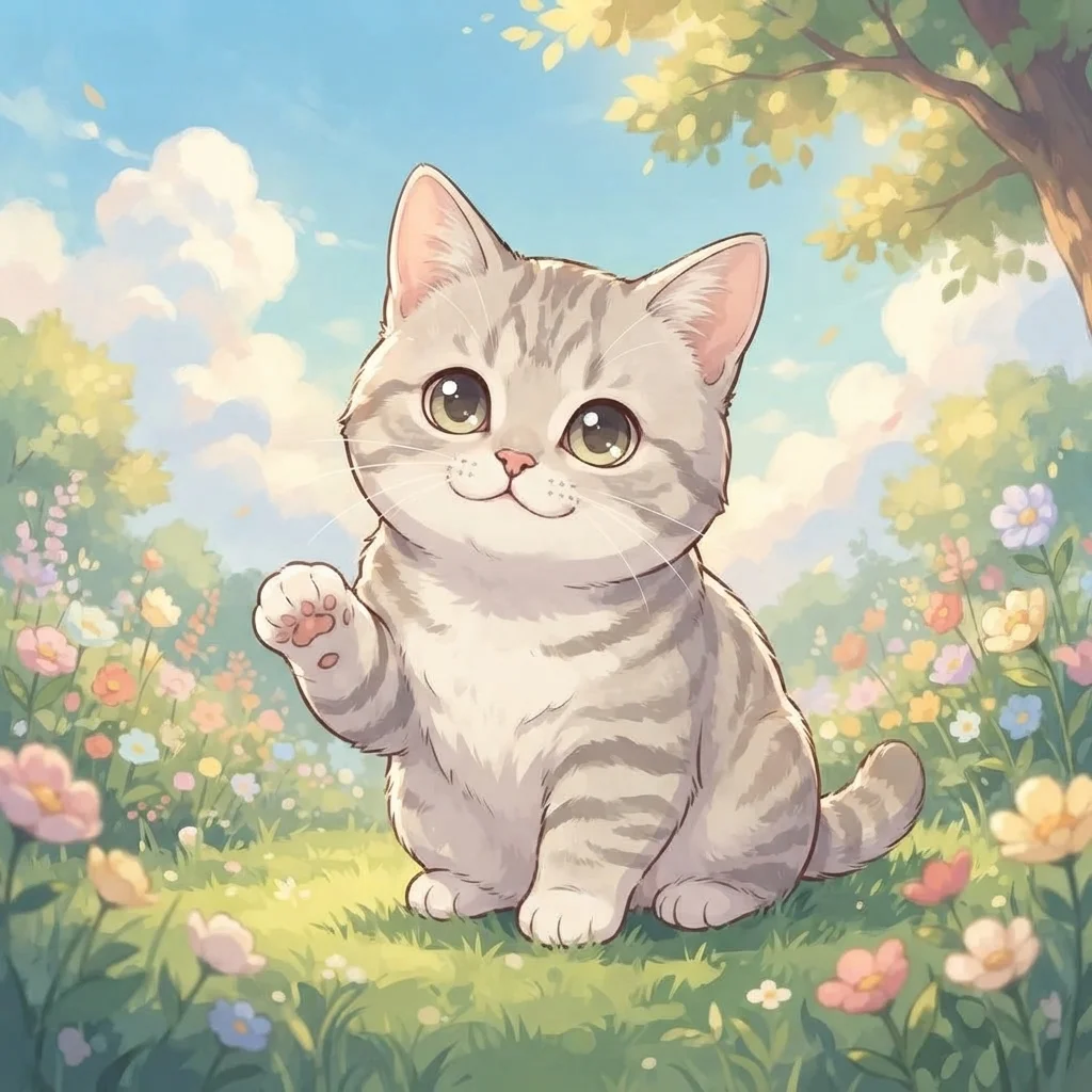 Munchkin cat anime style portrait