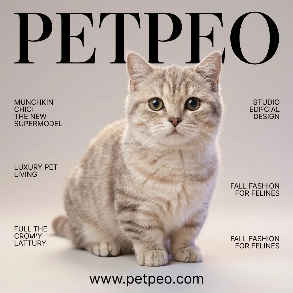 Munchkin cat magazine cover editorial