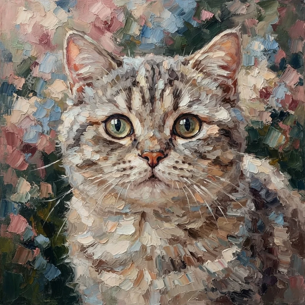 Munchkin cat oil painting portrait