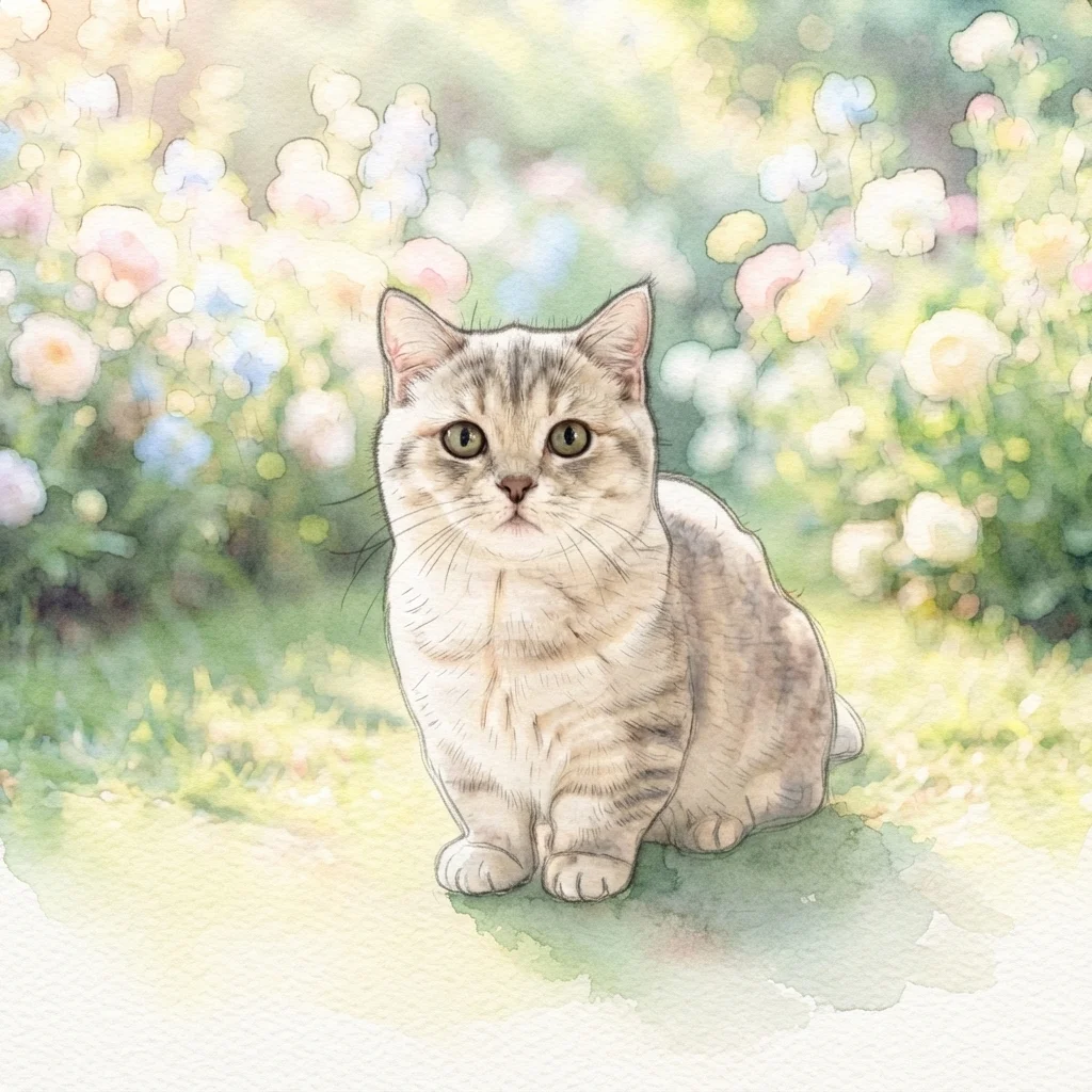 Munchkin cat watercolor art painting