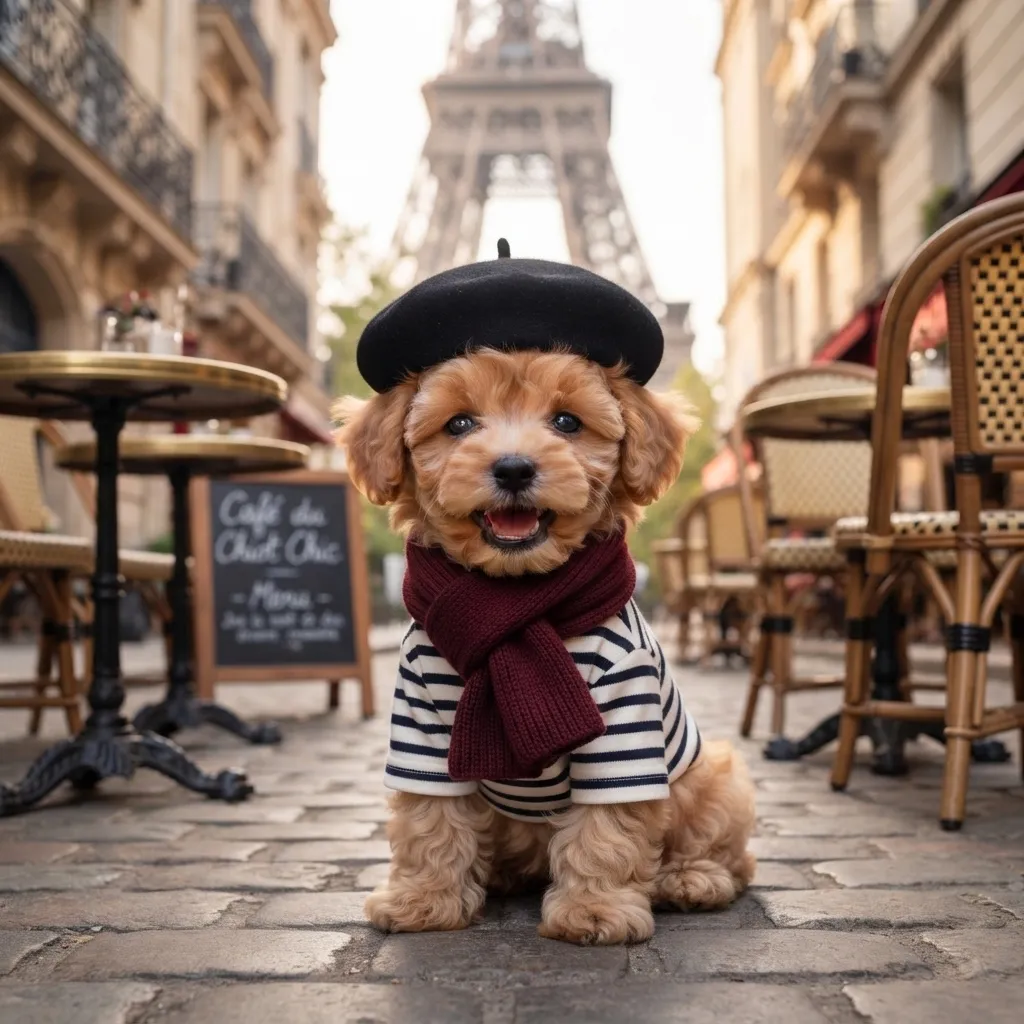 Poodle Parisien style AI portrait