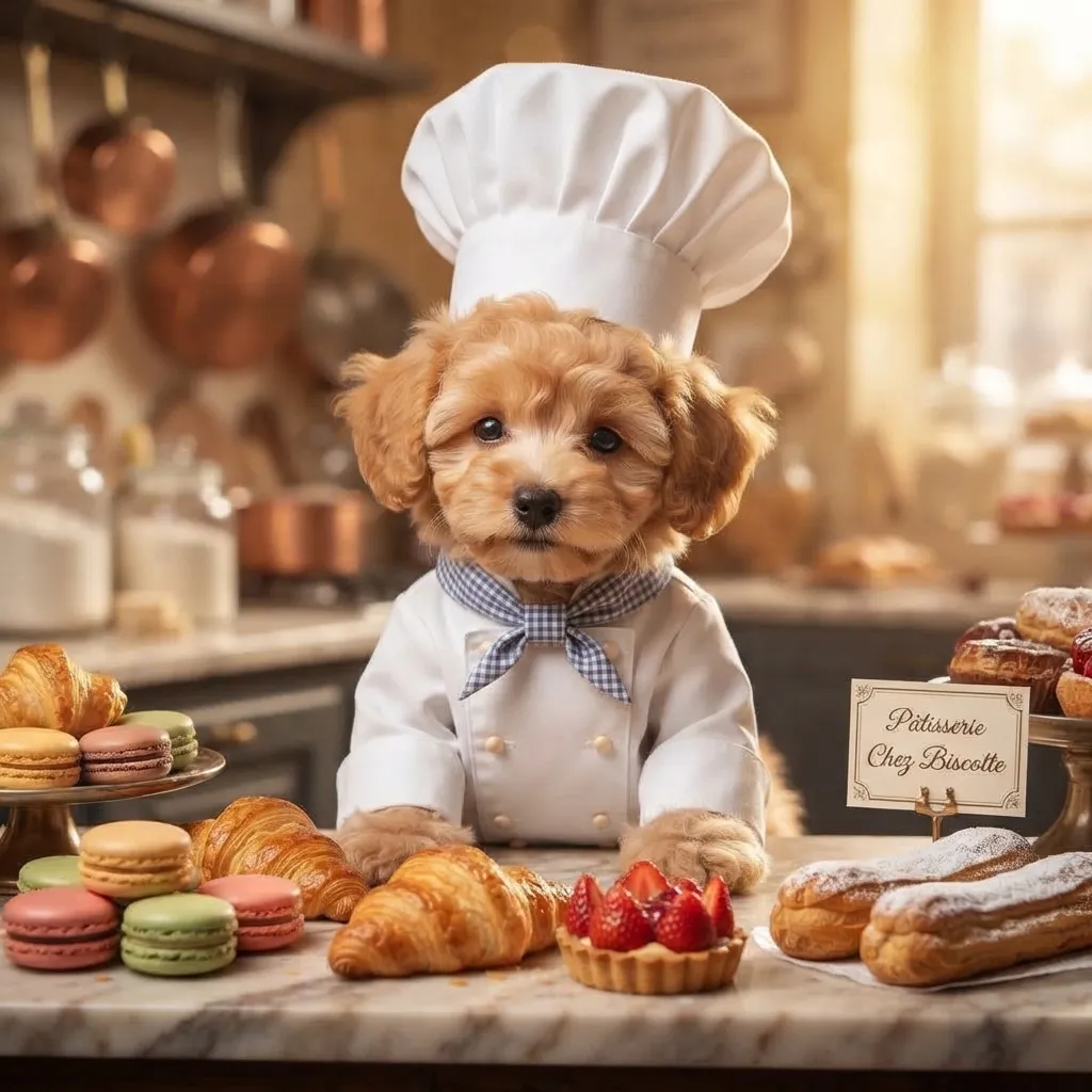 Poodle Pâtissier style AI portrait