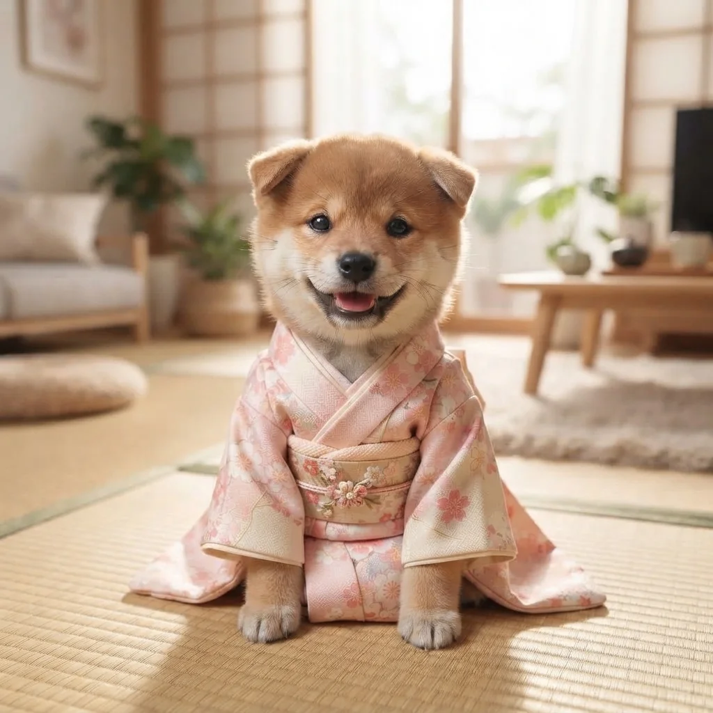 Shiba Inu kimono style AI portrait