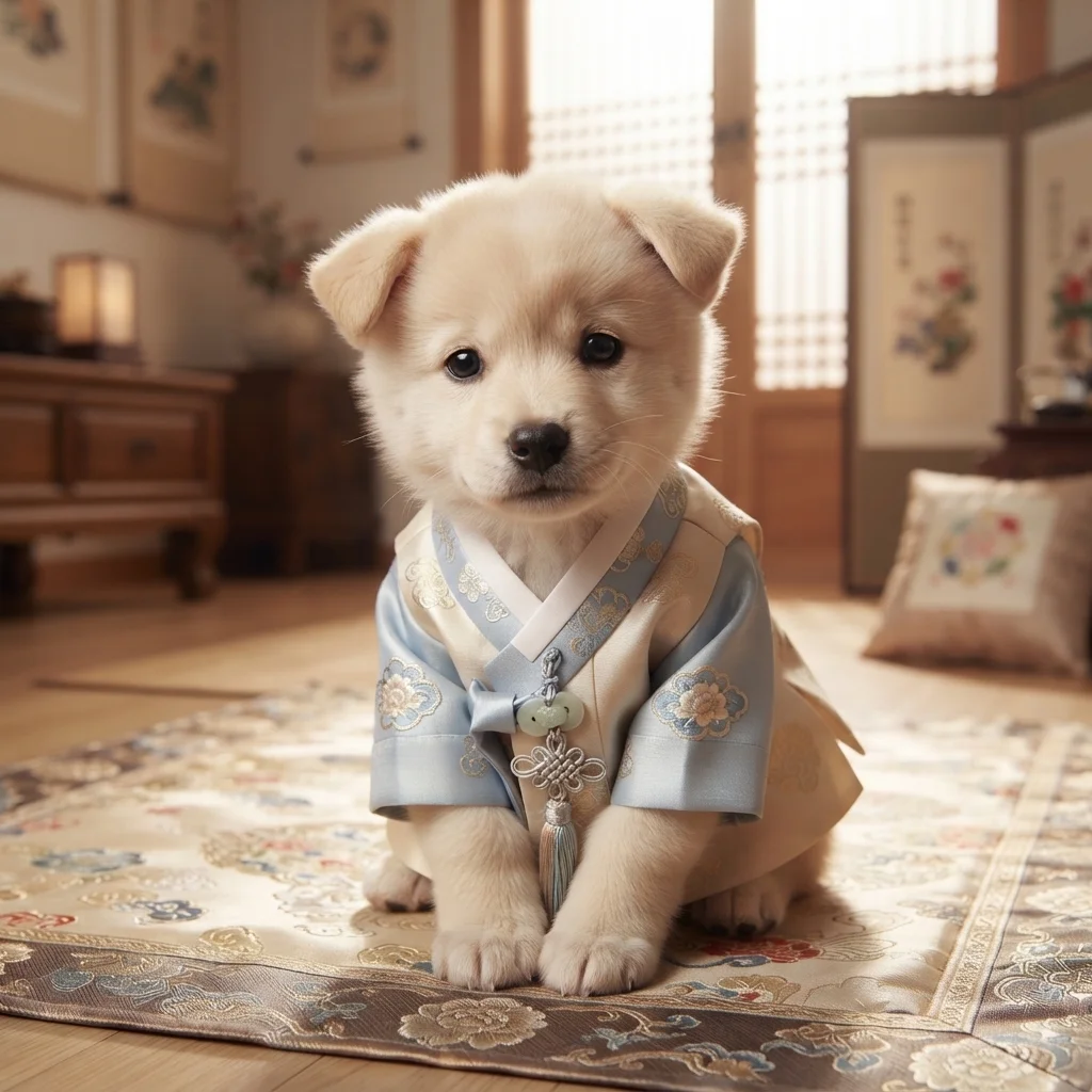 Korean Jindo hanbok style AI portrait
