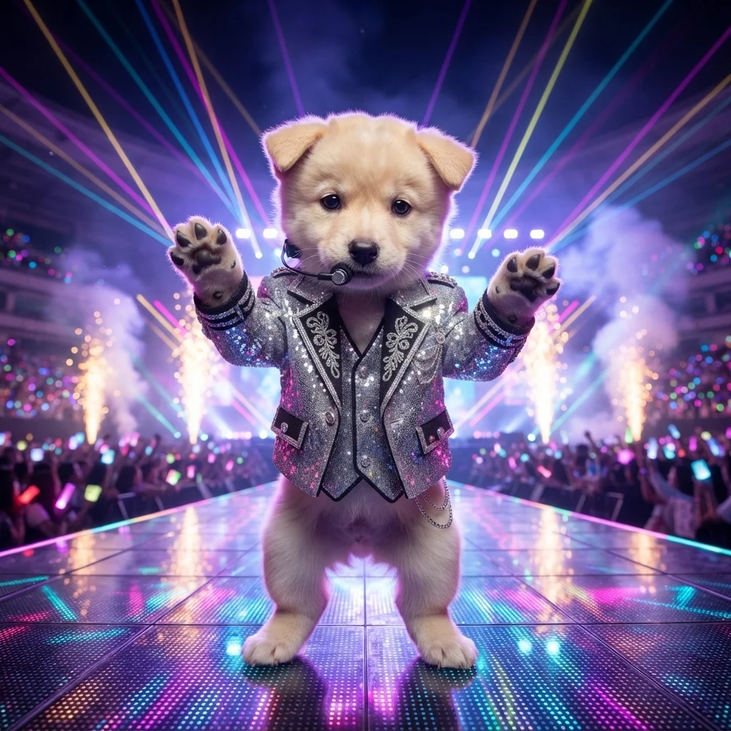 Korean Jindo K-pop idol AI portrait