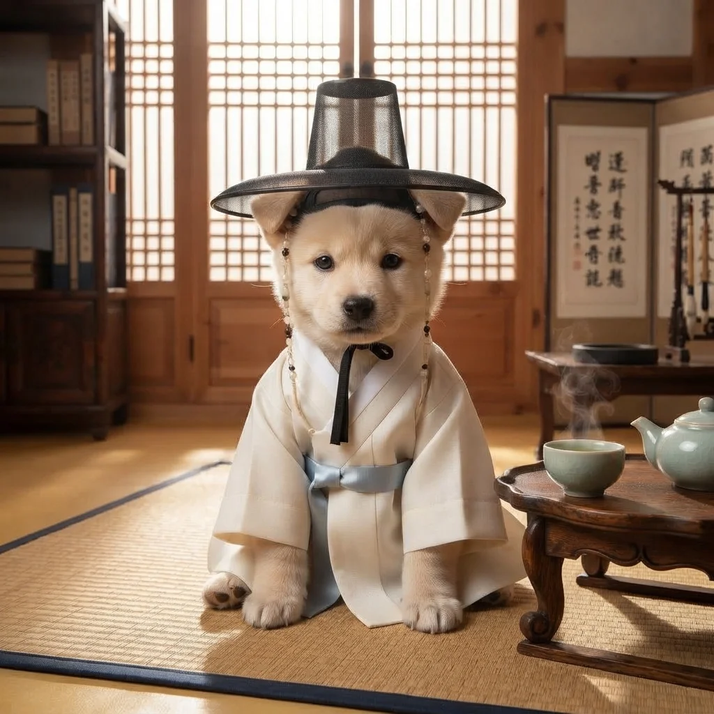 Korean Jindo Joseon scholar AI portrait