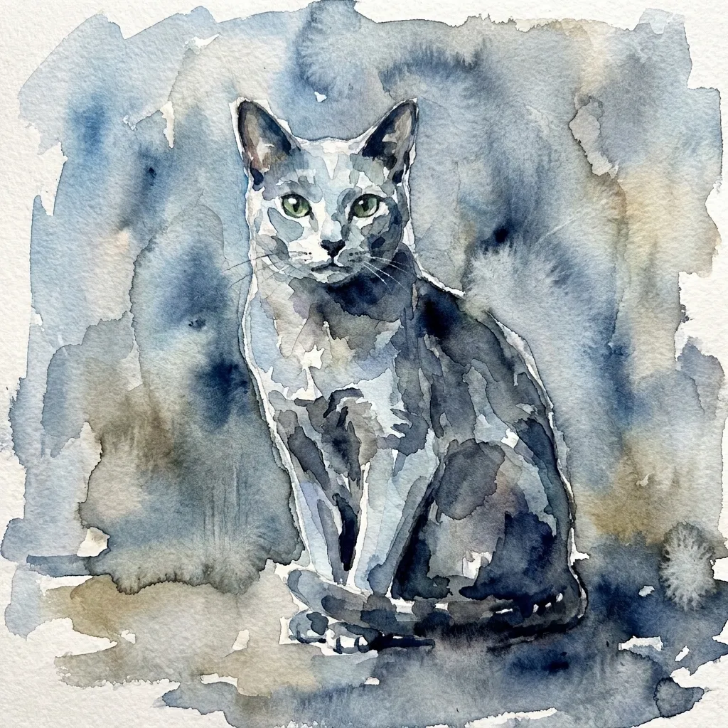 Russian Blue — Watercolor