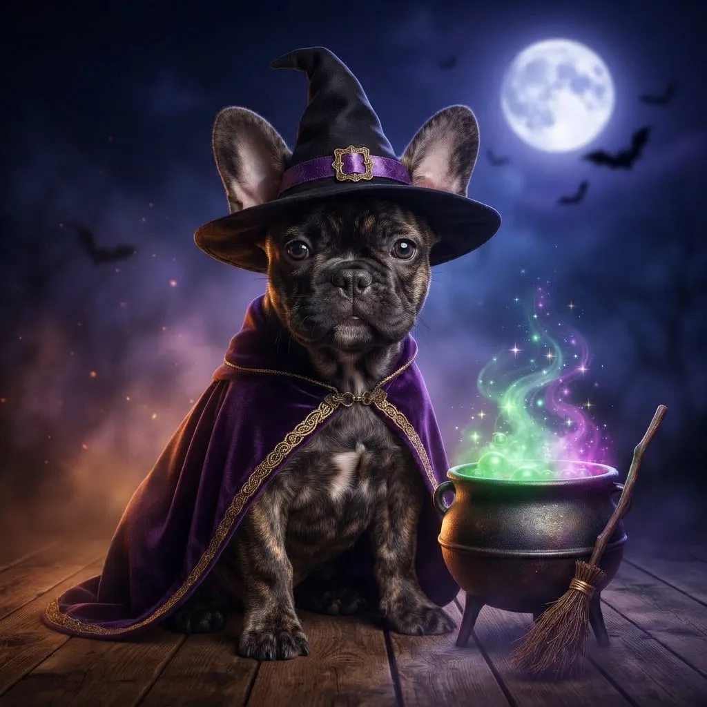 French Bulldog Witch